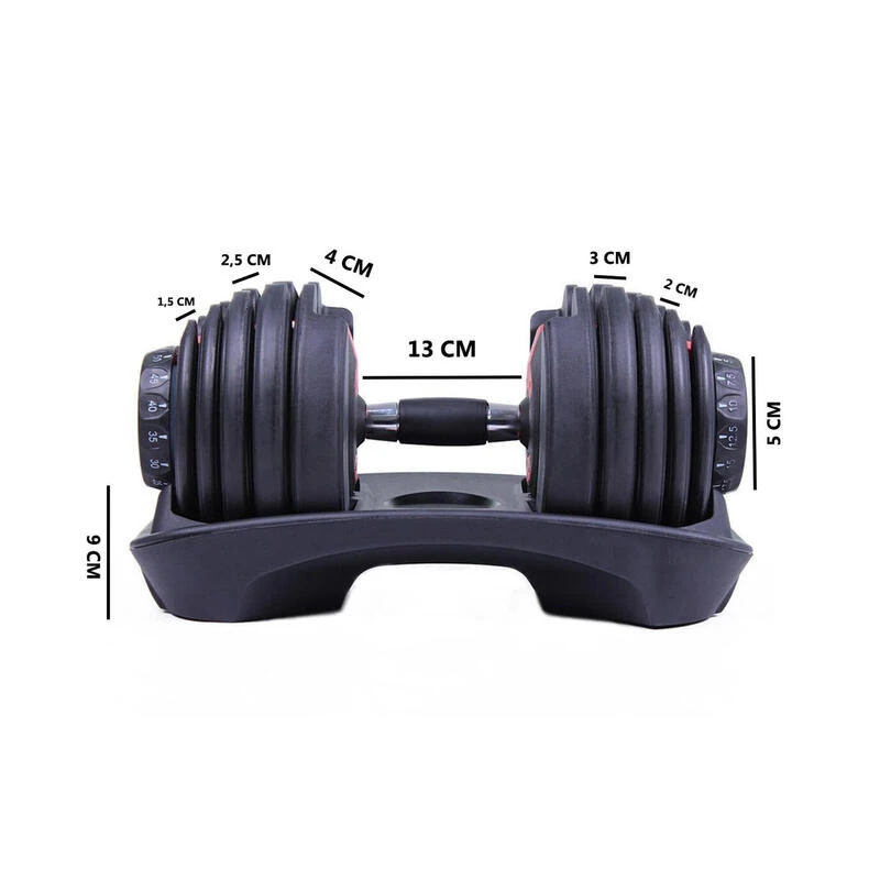 2 Mancuernas Ajustables Power 2,5-24 Kg (Par) Con Base De Almacenamiento 7 2 Mancuernas Ajustables Power 2,5-24 Kg (Par) Con Base De Almacenamiento - Imagen 5