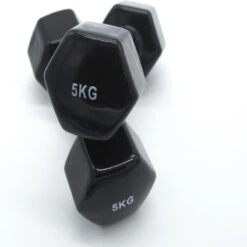 Equipo De Fitness -Equipo De Fitness 2 unidades 5 kg mancuernas pesas hexagonales de vinilo fitness gimnasia negro 1