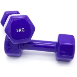 Equipo De Fitness -Equipo De Fitness 2 unidades 8 kg mancuernas pesas hexagonales de vinilo fitness gimnasia morado 1