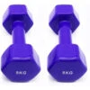 2 Unidades 8 Kg Mancuernas Pesas Hexagonales De Vinilo Fitness Gimnasia Morado -Equipo De Fitness 2 unidades 8 kg mancuernas pesas hexagonales de vinilo fitness gimnasia morado