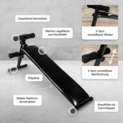 Banco Abdominales Gorilla Sports Negro Capacidad De Carga 120 Kg -Equipo De Fitness banco abdominales gorilla sports negro capacidad de carga 120 kg 4