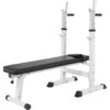 Banco Musculación Y Pesas Gorilla Sports Blanco Plegable Con Rack Para Barra -Equipo De Fitness banco musculacion y pesas gorilla sports blanco plegable con rack para barra