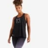 Camiseta Crosstraining Musculación Sin Mangas Tirantes Mujer Negro