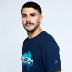 Camiseta De Manga Corta De Algodón Reciclado De Barcelona 92 De Hombre TRR Azul -Equipo De Fitness camiseta de manga corta de algodon reciclado de barcelona 92 de hombre trr azul 2