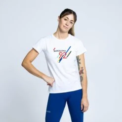 Camiseta De Manga Corta De Hilo SEAQUAL Barcelona 92 De Mujer TRR Blanca