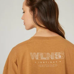 Camiseta Fitness 520 Loose Mujer Avellana Manga Corta Mayoritariamente Algodón -Equipo De Fitness camiseta fitness 520 loose mujer avellana manga corta mayoritariamente algodon 3