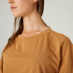 Camiseta Fitness 520 Loose Mujer Avellana Manga Corta Mayoritariamente Algodón -Equipo De Fitness camiseta fitness 520 loose mujer avellana manga corta mayoritariamente algodon 4