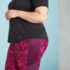 Camiseta Fitness Cardio Talla Grande Ajustada Mujer Domyos Negro -Equipo De Fitness camiseta fitness cardio talla grande ajustada mujer domyos negro 4