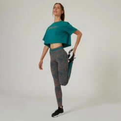 Camiseta Fitness Crop Top Mujer Domyos Verde -Equipo De Fitness camiseta fitness crop top mujer domyos verde 4