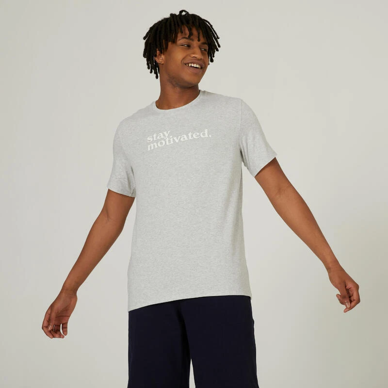 Camiseta Fitness Manga Corta Algodón Extensible Hombre Domyos 500 Rosa 8 Camiseta Fitness Manga Corta Algodón Extensible Hombre Domyos 500 Rosa - Imagen 6