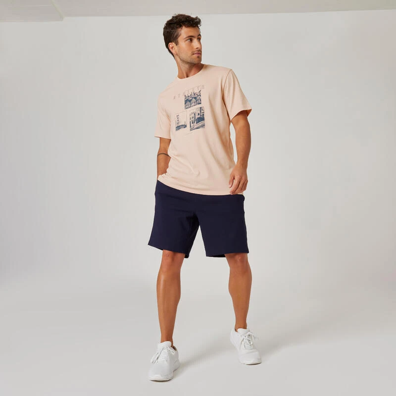 Camiseta Fitness Manga Corta Algodón Extensible Hombre Domyos 500 Rosa 5 Camiseta Fitness Manga Corta Algodón Extensible Hombre Domyos 500 Rosa - Imagen 3