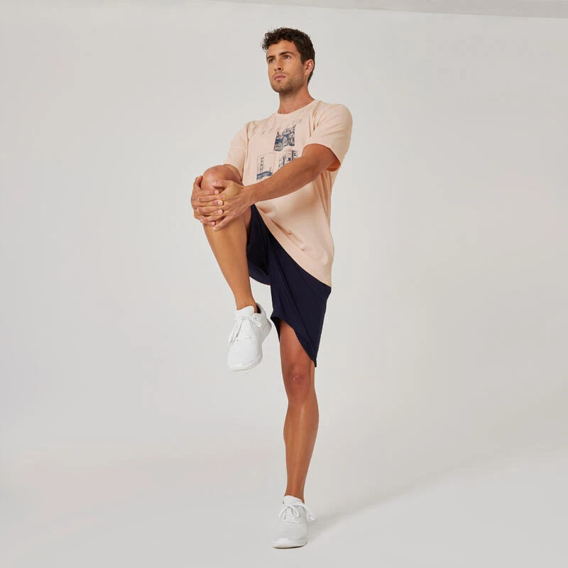 Camiseta Fitness Manga Corta Algodón Extensible Hombre Domyos 500 Rosa 6 Camiseta Fitness Manga Corta Algodón Extensible Hombre Domyos 500 Rosa - Imagen 4