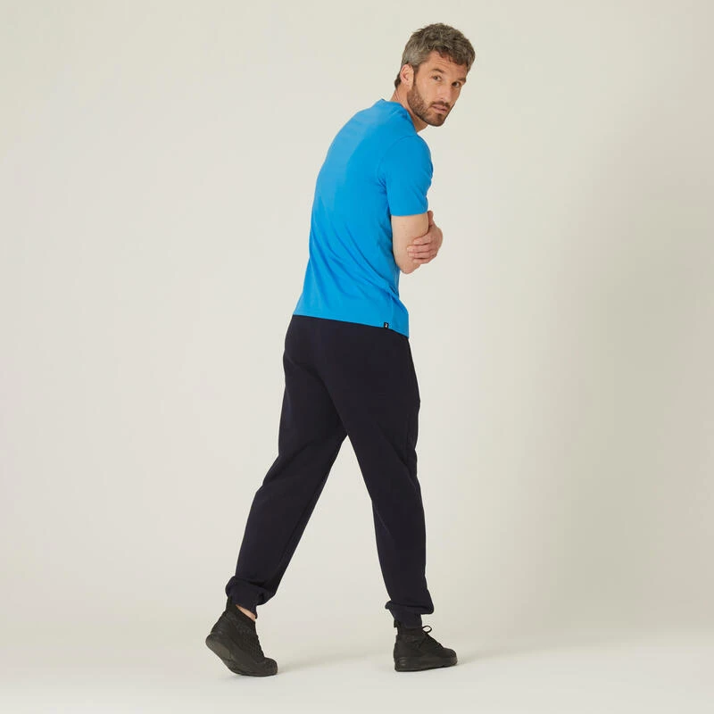 Camiseta Fitness Manga Corta Algodón Extensible Hombre Domyos Azul 4 Camiseta Fitness Manga Corta Algodón Extensible Hombre Domyos Azul - Imagen 2