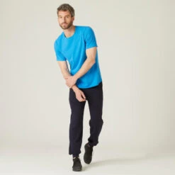 Camiseta Fitness Manga Corta Algodón Extensible Hombre Domyos Azul 10 Camiseta Fitness Manga Corta Algodón Extensible Hombre Domyos Azul -Equipo De Fitness camiseta fitness manga corta algodon extensible hombre domyos azul 2