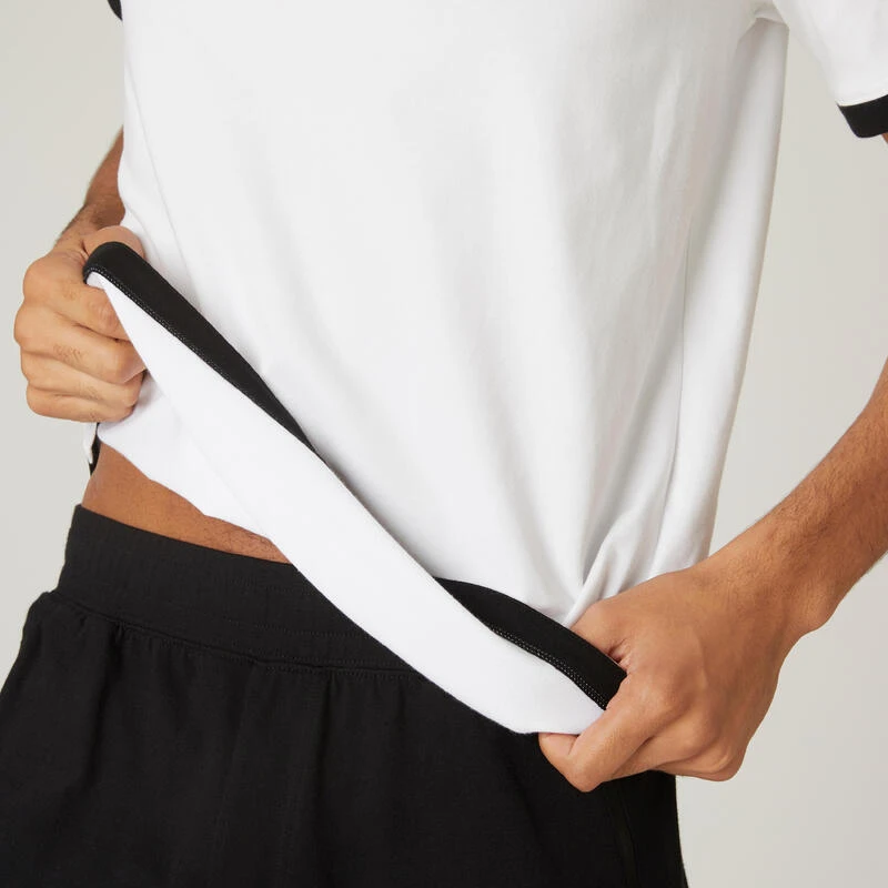 Camiseta Fitness Manga Corta Algodón Extensible Hombre Domyos Blanco 7 Camiseta Fitness Manga Corta Algodón Extensible Hombre Domyos Blanco - Imagen 5