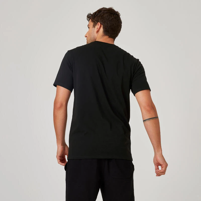 Camiseta Fitness Manga Corta Algodón Extensible Slim Hombre Negro 4 Camiseta Fitness Manga Corta Algodón Extensible Slim Hombre Negro - Imagen 2