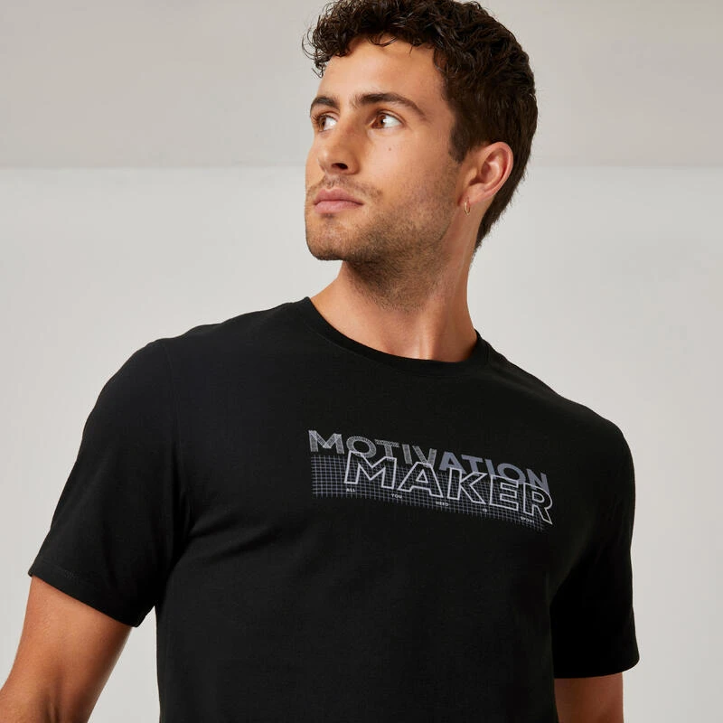 Camiseta Fitness Manga Corta Algodón Extensible Slim Hombre Negro 6 Camiseta Fitness Manga Corta Algodón Extensible Slim Hombre Negro - Imagen 4