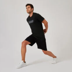 Camiseta Fitness Manga Corta Algodón Extensible Slim Hombre Negro 11 Camiseta Fitness Manga Corta Algodón Extensible Slim Hombre Negro -Equipo De Fitness camiseta fitness manga corta algodon extensible slim hombre negro 4