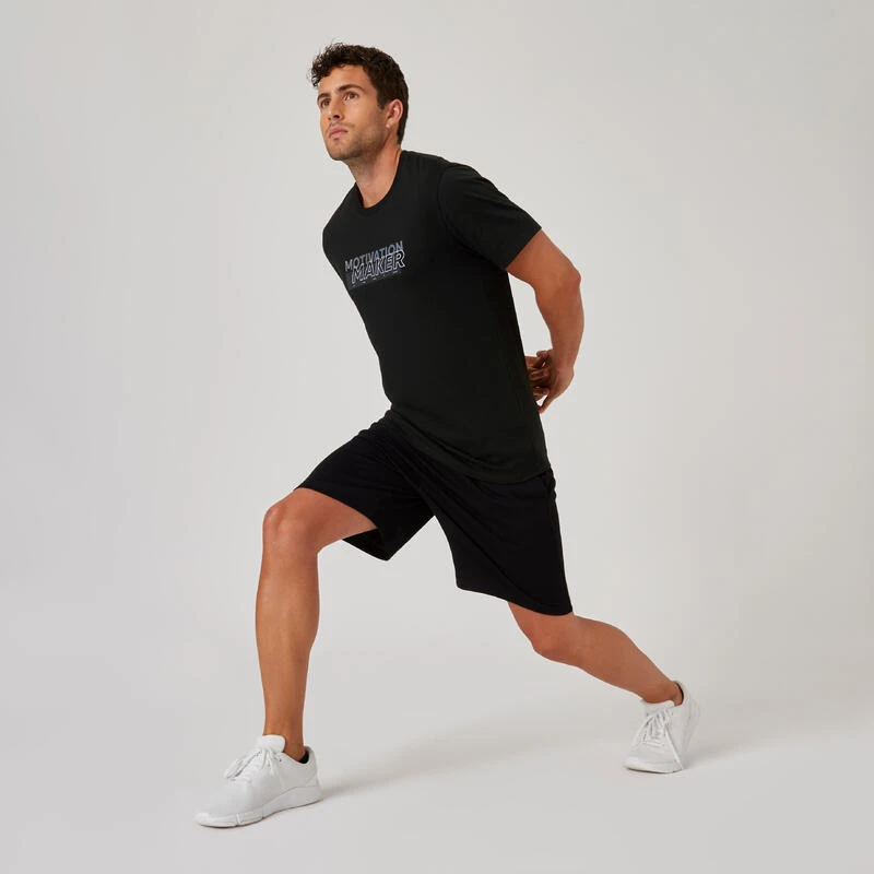 Camiseta Fitness Manga Corta Algodón Extensible Slim Hombre Negro 7 Camiseta Fitness Manga Corta Algodón Extensible Slim Hombre Negro - Imagen 5