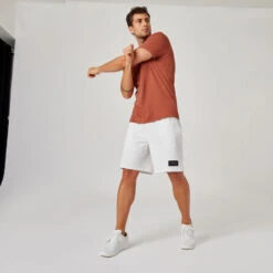 Camiseta Fitness Manga Corta Algodón Extensible Slim Hombre Sepia -Equipo De Fitness camiseta fitness manga corta algodon extensible slim hombre sepia 4