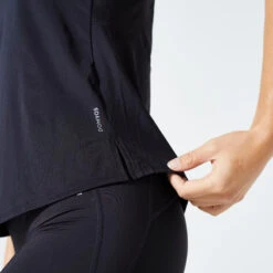Camiseta Fitness Manga Corta Corte Entallado Mujer Domyos Negro -Equipo De Fitness camiseta fitness manga corta corte entallado mujer domyos negro 4