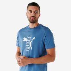 Camiseta Fitness Puma Hombre Azul Algodón Manga Corta