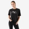Camiseta Fitness Puma Mujer Negro Manga Corta Algodón -Equipo De Fitness camiseta fitness puma mujer negro manga corta algodon