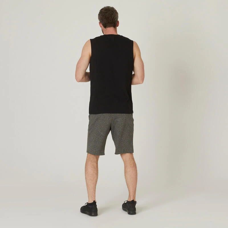 Camiseta Fitness Sin Mangas Cuello Redondo Algodón Hombre Domyos 500 Negro 4 Camiseta Fitness Sin Mangas Cuello Redondo Algodón Hombre Domyos 500 Negro - Imagen 2