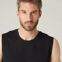 Camiseta Fitness Sin Mangas Cuello Redondo Algodón Hombre Domyos 500 Negro 11 Camiseta Fitness Sin Mangas Cuello Redondo Algodón Hombre Domyos 500 Negro -Equipo De Fitness camiseta fitness sin mangas cuello redondo algodon hombre domyos 500 negro 3