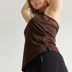 Camiseta Fitness Sin Mangas Tirantes Espalda Nadadora Mujer Domyos Marrón -Equipo De Fitness camiseta fitness sin mangas tirantes espalda nadadora mujer domyos marron 4