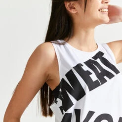 Camiseta Fitness Sin Mangas Tirantes Holgada Mujer Domyos Blanco -Equipo De Fitness camiseta fitness sin mangas tirantes holgada mujer domyos blanco 2