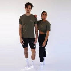 Camiseta Fitness Sostenible Manga Corta Algodón Unisex Fitplanet Seaturtle Verde