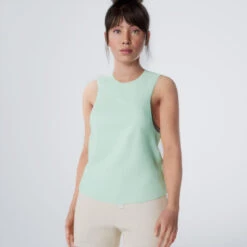 Camiseta Fitness Tirantes Cuello Redondo 500 Mujer Domyos Verde