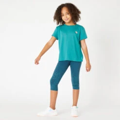 Camiseta Gimnasia Deportiva Manga Corta Algodón Niños Domyos 500 Verde -Equipo De Fitness camiseta gimnasia deportiva manga corta algodon nios domyos 500 verde 3