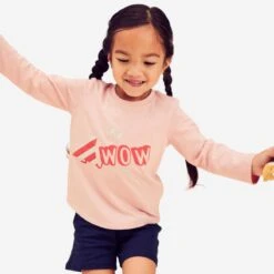 Camiseta Gimnasia Deportiva Manga Larga 100% Algodón Bebés Domyos 100 Rosa