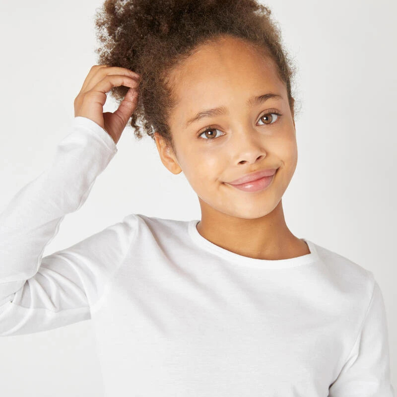 Camiseta Gimnasia Deportiva Manga Larga Algodón Básica Niños Domyos 100 Blanco 5 Camiseta Gimnasia Deportiva Manga Larga Algodón Básica Niños Domyos 100 Blanco - Imagen 3