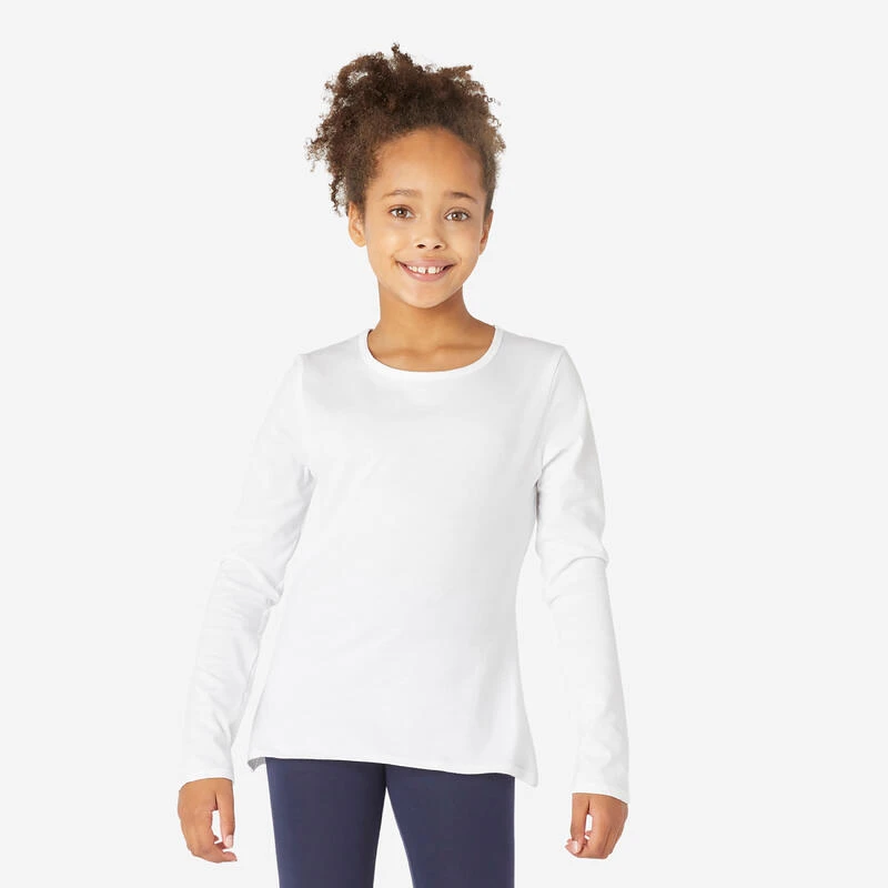 Camiseta Gimnasia Deportiva Manga Larga Algodón Básica Niños Domyos 100 Blanco 6 Camiseta Gimnasia Deportiva Manga Larga Algodón Básica Niños Domyos 100 Blanco - Imagen 4