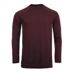 Camiseta Hombre Burdeos Sin Costuras Manga Larga -Equipo De Fitness camiseta hombre burdeos sin costuras manga larga 4