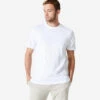 Camiseta Manga Corta De Algodón Hombre Domyos 500 Blanco Glaciar -Equipo De Fitness camiseta manga corta de algodon hombre domyos 500 blanco glaciar