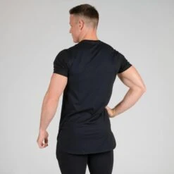 Camiseta Manga Corta Hombre Musculación Domyos Chest Day Negra -Equipo De Fitness camiseta manga corta hombre musculacion domyos chest day negra 4