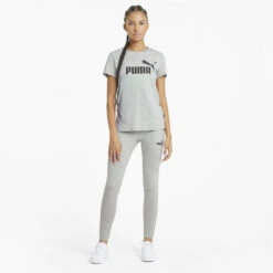 Camiseta Mujer PUMA Essentials Logo Gris -Equipo De Fitness camiseta mujer puma essentials logo gris 3