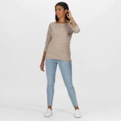 Regatta Camiseta Polina De Rayas De Manga Larga Para Mujer Nuez Moscada -Equipo De Fitness camiseta polina de rayas de manga larga para mujer nuez moscada 2