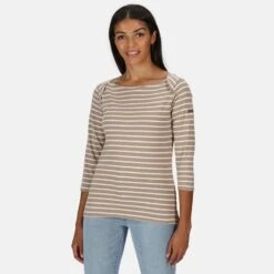 Regatta Camiseta Polina De Rayas De Manga Larga Para Mujer Nuez Moscada -Equipo De Fitness camiseta polina de rayas de manga larga para mujer nuez moscada 3