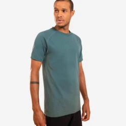 Camiseta Yoga Manga Corta Seamless Hombre Azul -Equipo De Fitness camiseta yoga dinamico hombre caqui manga corta sin costuras