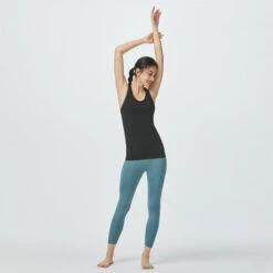 Camiseta Yoga Dyn Sin Mangas Sin Costuras Mujer Negro 10 Camiseta Yoga Dyn Sin Mangas Sin Costuras Mujer Negro -Equipo De Fitness camiseta yoga dyn sin mangas sin costuras mujer negro 3