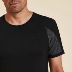 Camiseta Yoga Hombre Negro Sin Costuras Segunda Piel -Equipo De Fitness camiseta yoga hombre negro sin costuras segunda piel 4