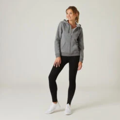 Chaqueta Fitness Con Capucha Mujer Domyos 500 Gris -Equipo De Fitness chaqueta fitness con capucha mujer domyos 500 gris 2