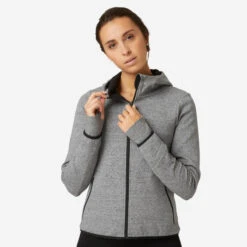 Chaqueta Fitness Con Capucha Mujer Domyos 560 Negro -Equipo De Fitness chaqueta fitness con capucha mujer domyos 560 gris
