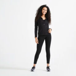 Chaqueta Fitness Con Cremallera Mujer Domyos 100 Negro -Equipo De Fitness chaqueta fitness con cremallera mujer domyos 100 negro 2