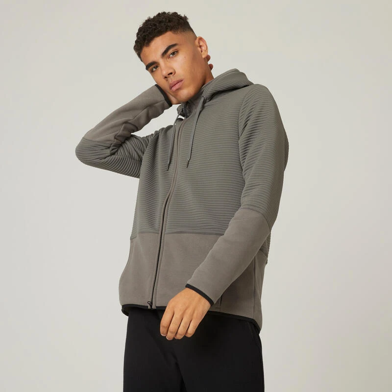 Chaqueta Fitness Con Cremallera Y Capucha Hombre Domyos Caqui 6 Chaqueta Fitness Con Cremallera Y Capucha Hombre Domyos Caqui - Imagen 4